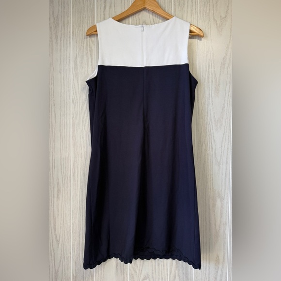 Jude Connally Navy & White Scalloped Trim Shift Dress - Picture 4 of 4